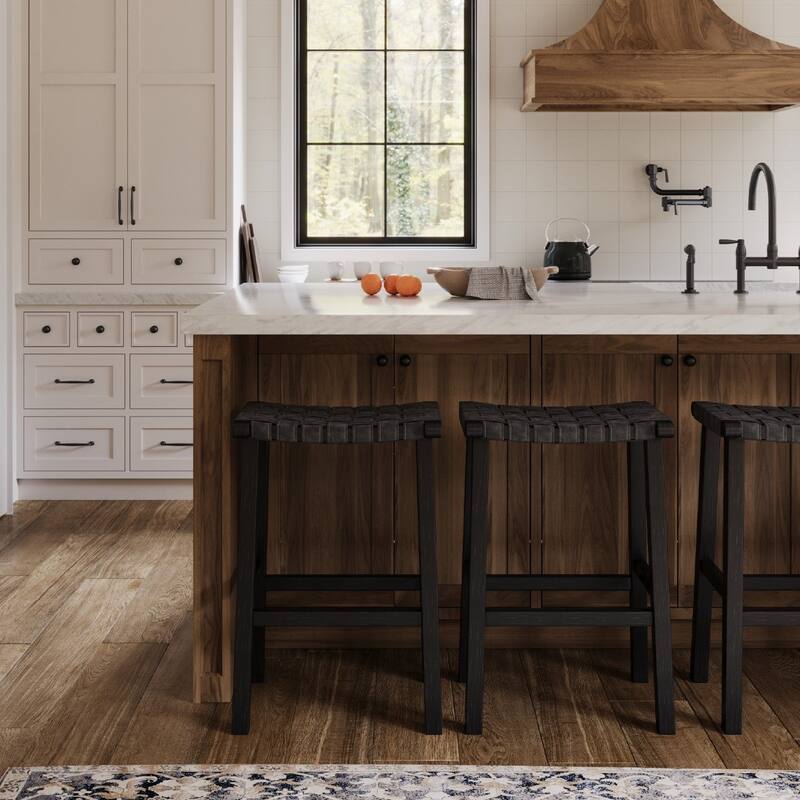 Maven Lane Noah Backless Kitchen Dining Stool with Vegan Leather