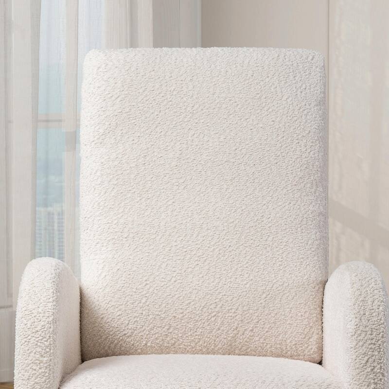 Nursery Rocking Chair, High Back Glider with Retractable Footrest, Side Pocket, Rubberwood Legs for Living Room, Bedroom