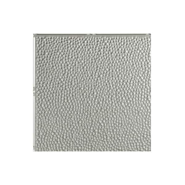 slide 2 of 5, Fasade Border Fill Decorative Vinyl 2ft x 2ft Lay In Ceiling Tile in Argent Silver (5 Pack) 12x12 Inch Sample