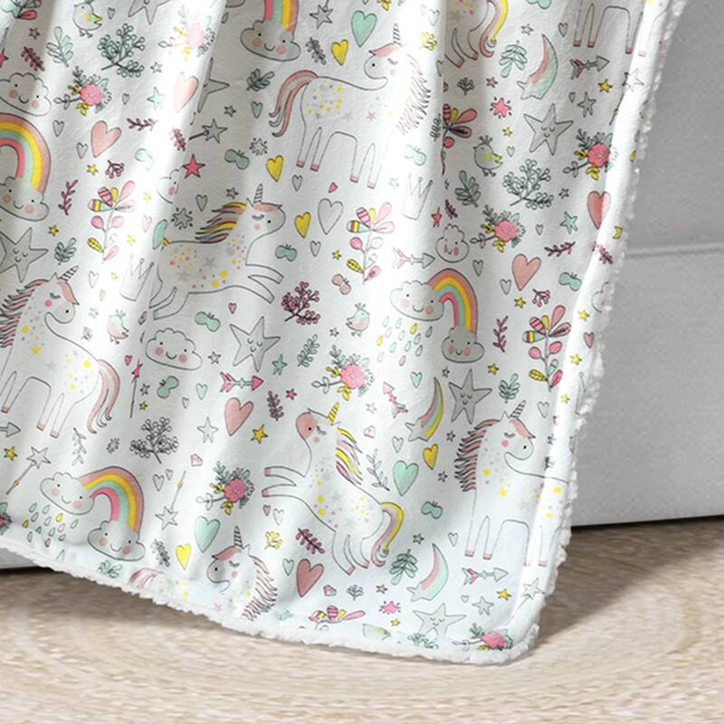Lush Decor Baby Unicorn Heart Rainbow Sherpa Blanket - 40"x30"