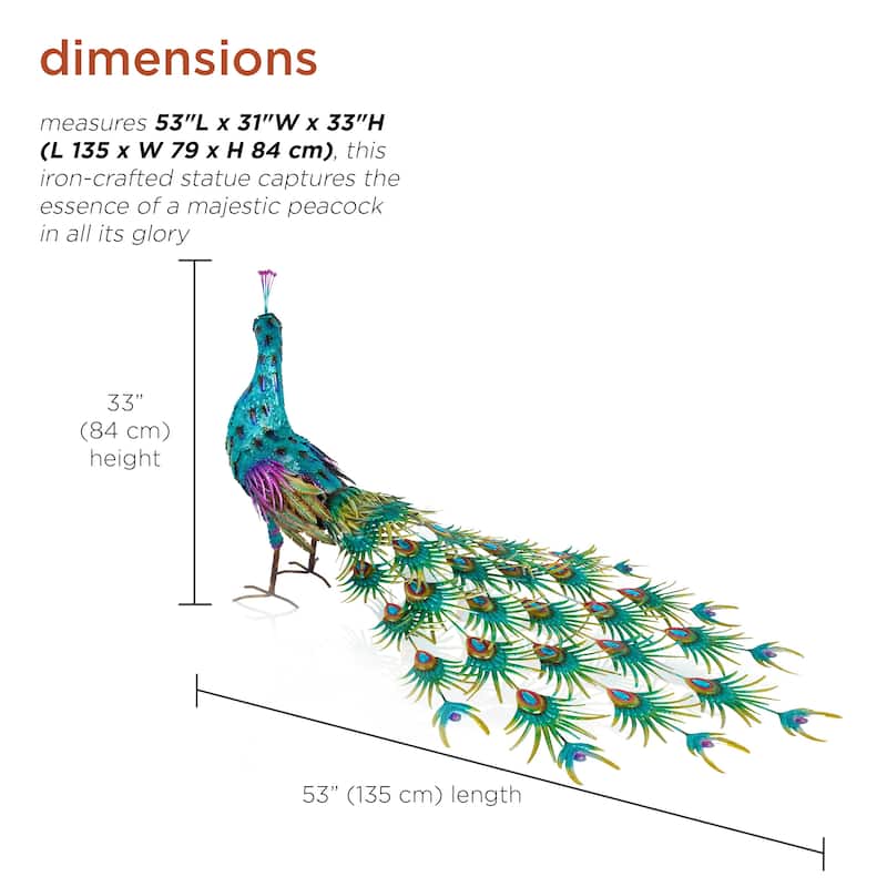 Jumbo Size Blue Majestic Tail Down Peacock Decor
