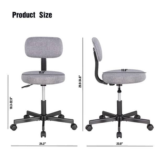 JJS Low Back Armless Office Chair Ergonomic Swivel Desk Chair with Adjustable Height, Compact Design for Home Office