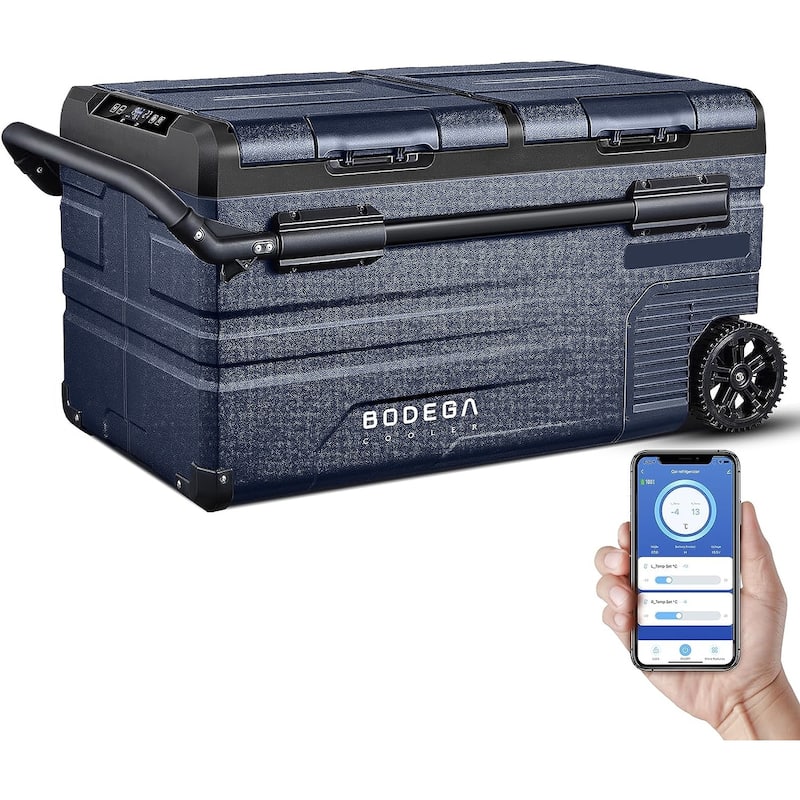 BODEGA Car Refrigerator,Dual Zone Cooler,Temp Independent,APP Control - 80 Quart(75L)