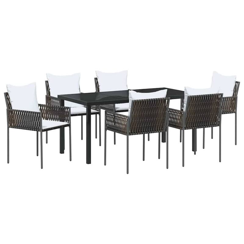vidaXL Garden Dining Set Brown and Black PE Rattan