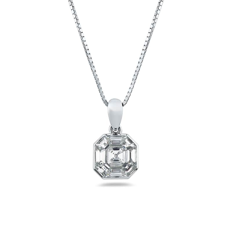 Auriya 5/8ctw Asscher-Cut Diamond Necklace 14-karat White Gold (G-H, VS1-VS2)