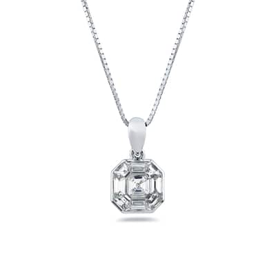 Auriya 5/8ctw Asscher-Cut Diamond Necklace 14-karat White Gold (G-H, VS1-VS2)
