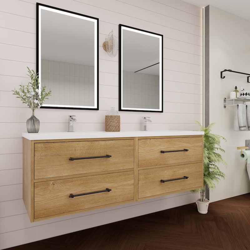 Victoria 60'' Floating Vanity with Double Reinforced Acrylic Sink - 59.5
