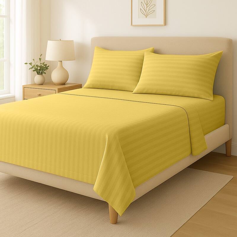 Premium Breathable Cotton Deep Pocket Sheet Set Hotel-Quality Comfort - Gold - Queen