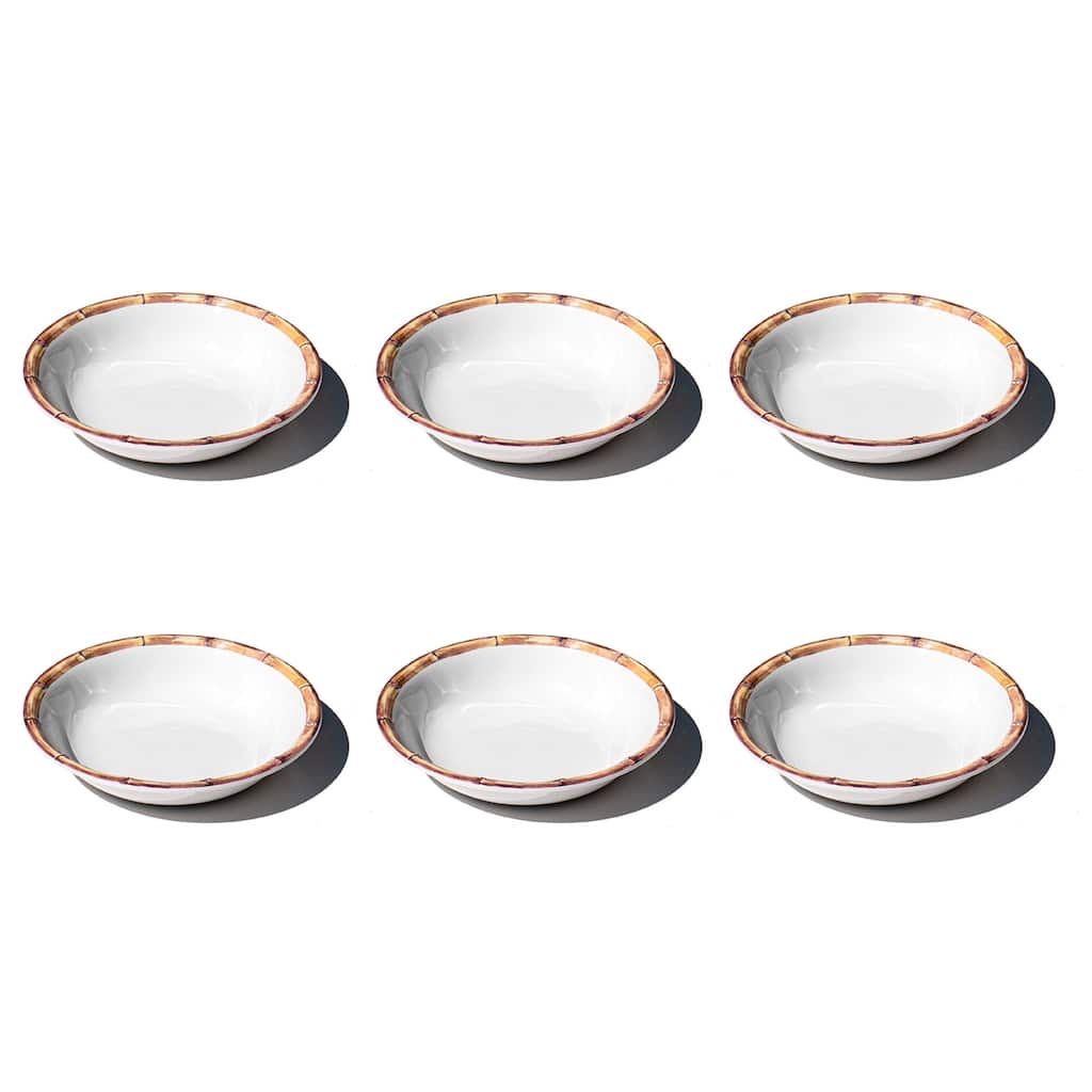 Abode Homewares Bamboo Rim NewWave Melamine Low Bowl - White - 8.9" - Set of 6