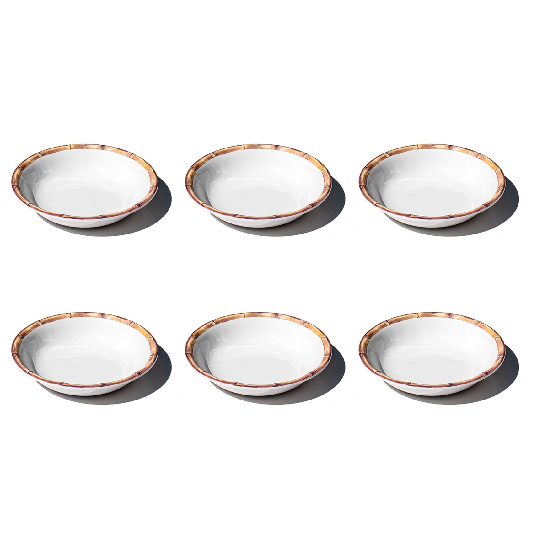 Abode Homewares Bamboo Rim NewWave Melamine Low Bowl - White - 8.9" - Set of 6