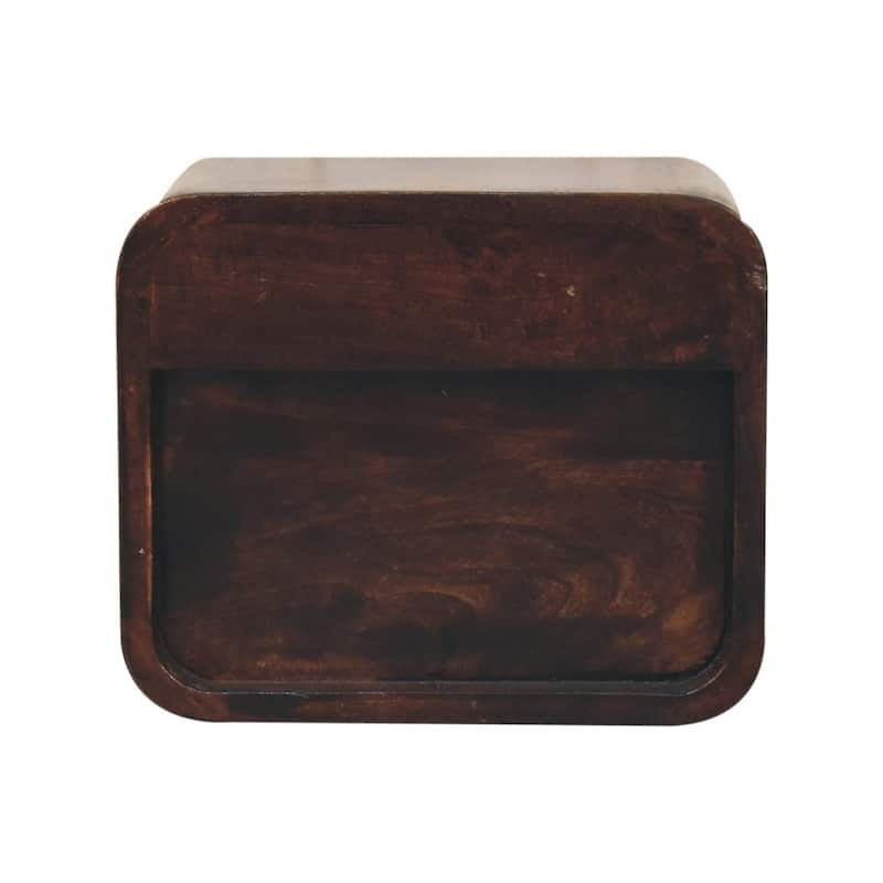 HomeRoots 12" Dark Brown Solid Wood Square One Drawer Floating Nightstand
