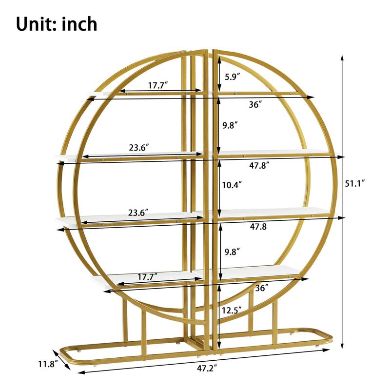 4-Tiers Bookshelf with Metal Frame and MDF Board