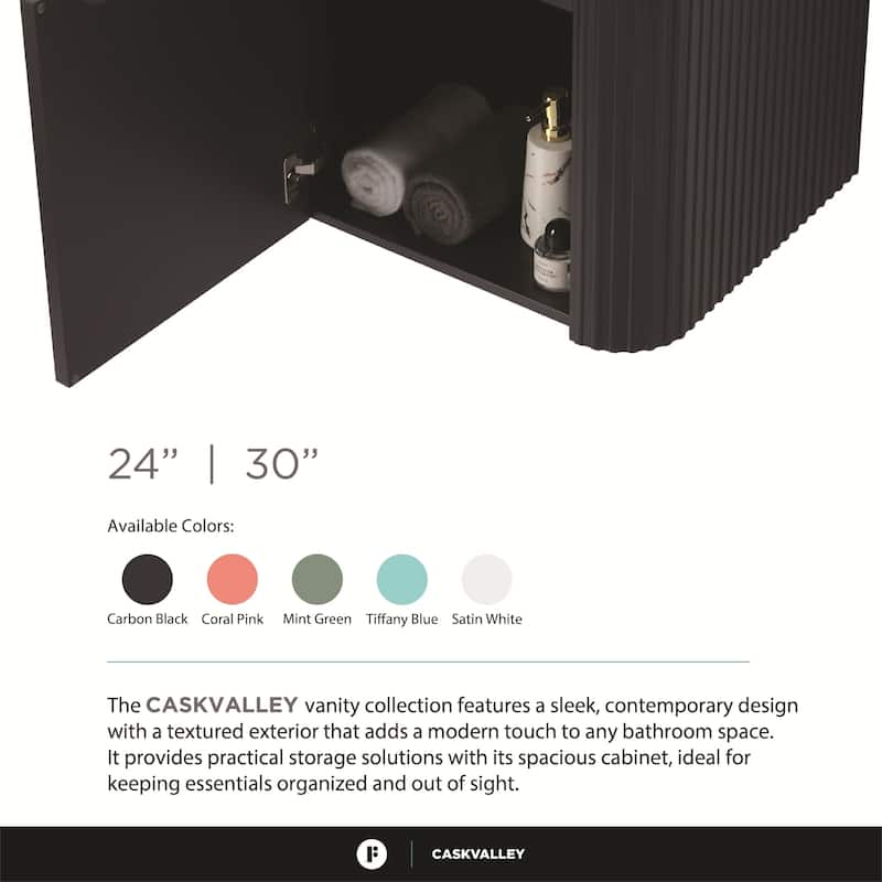 Caskvalley Modern Bathroom Vanity with Straight Fluted Design - Sink Included