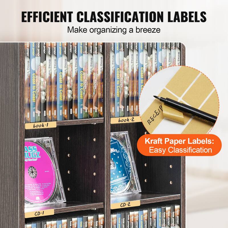 Media Storage Cabinet, DVD Cabinet with Doors and Shelves, CD Storage, Adjustable DVD Shelf, Protects & Organizes Music