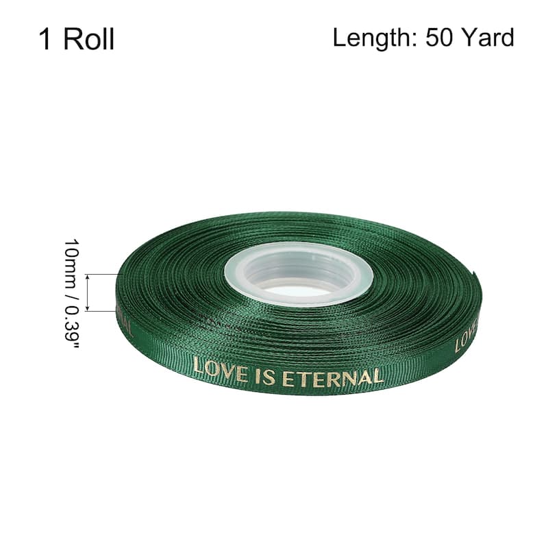 1" 50 Yard Valentine Printed Ribbon Wedding Favor Grosgrain Ribbons - Green - 3/8"
