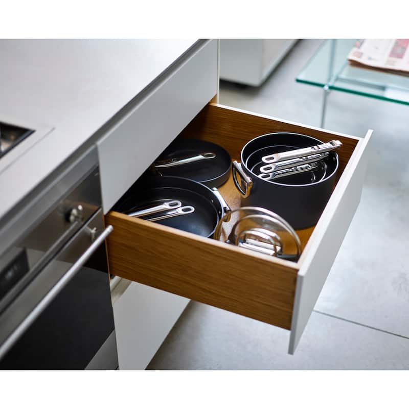 Joseph Joseph Space Ceramic Non-Stick 5.4 Qt. Saucepan with Folding Handle and Lid
