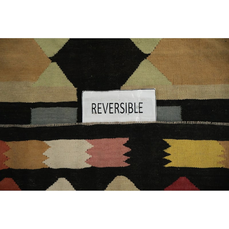 Hand Woven Oriental 100% Wool Carpet Southwestern Tribal Multi-Colored Kilim Area Rug - 12' 0'' X 8' 7''
