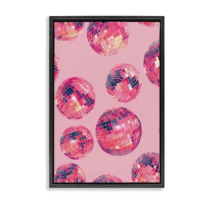 Stupell Vivid Pink Disco Pattern Framed Floater Canvas Wall Art Design By LSR Design Studio
