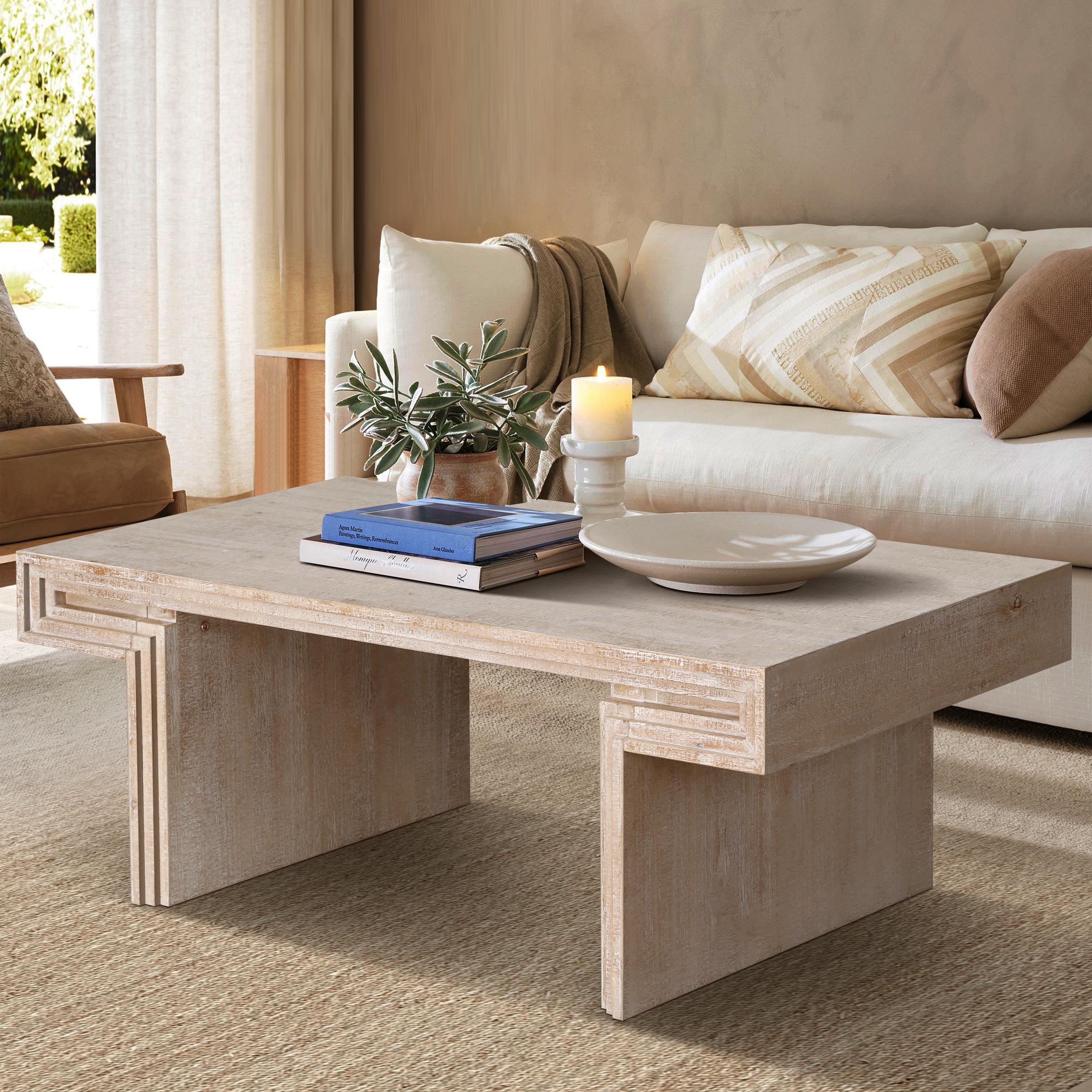 Vintage Industrial Coffee Table,Premium Reclaimed Wood Texture
