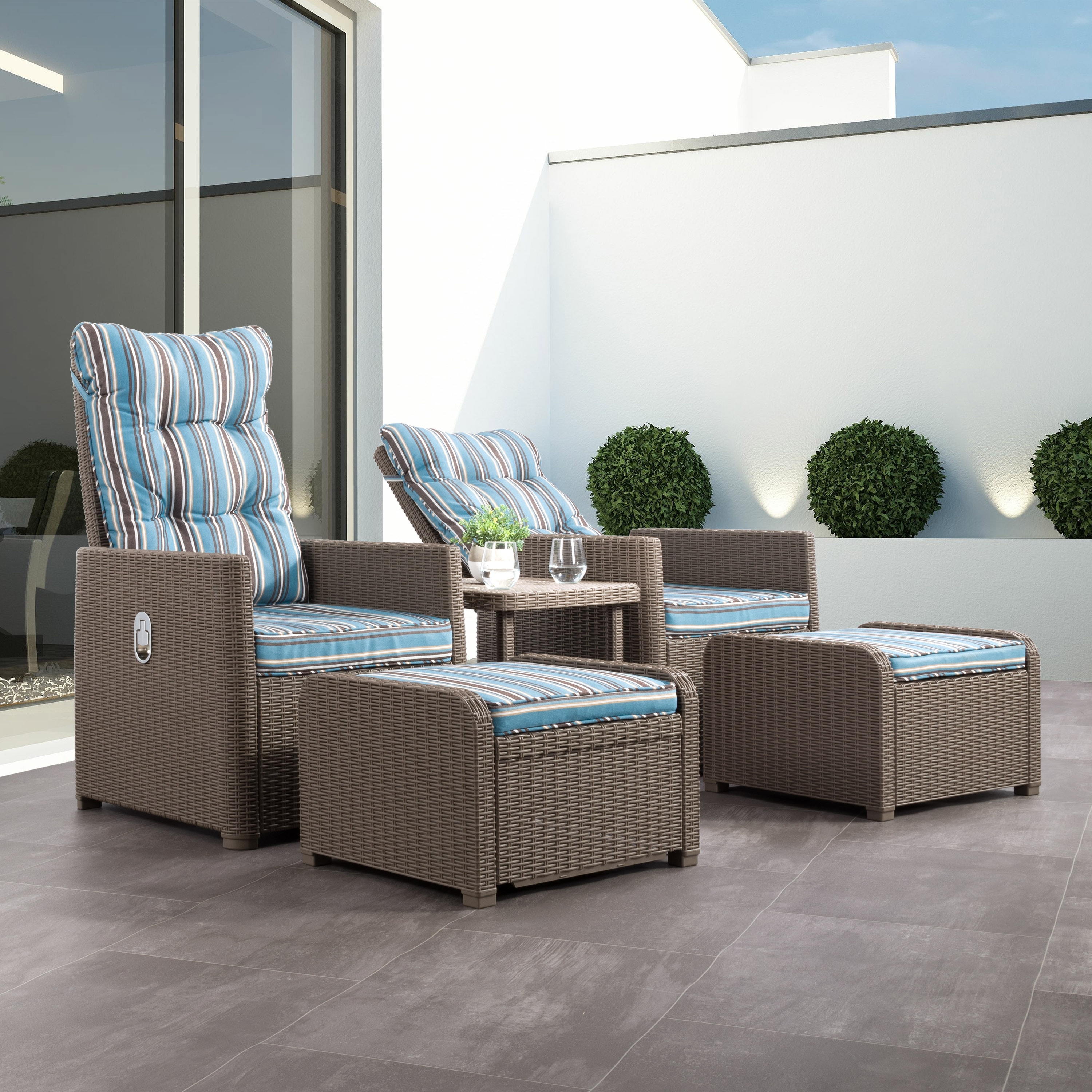 Rattan outdoor sales recliner chairs