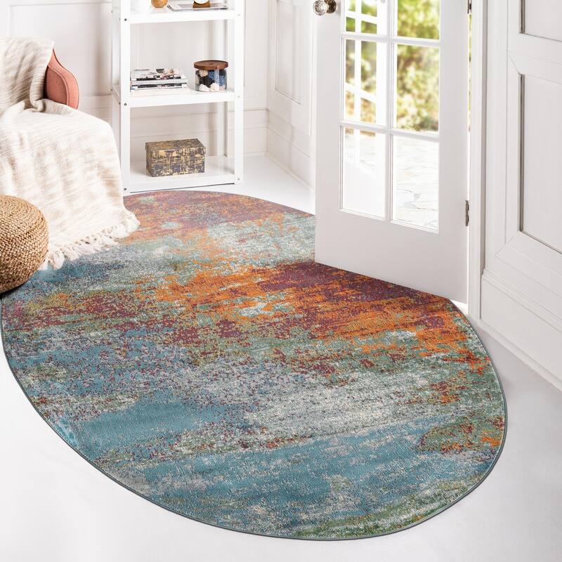 Contemporary Laka Collection Area Rug - Multi - 3'3"x5'3" Oval
