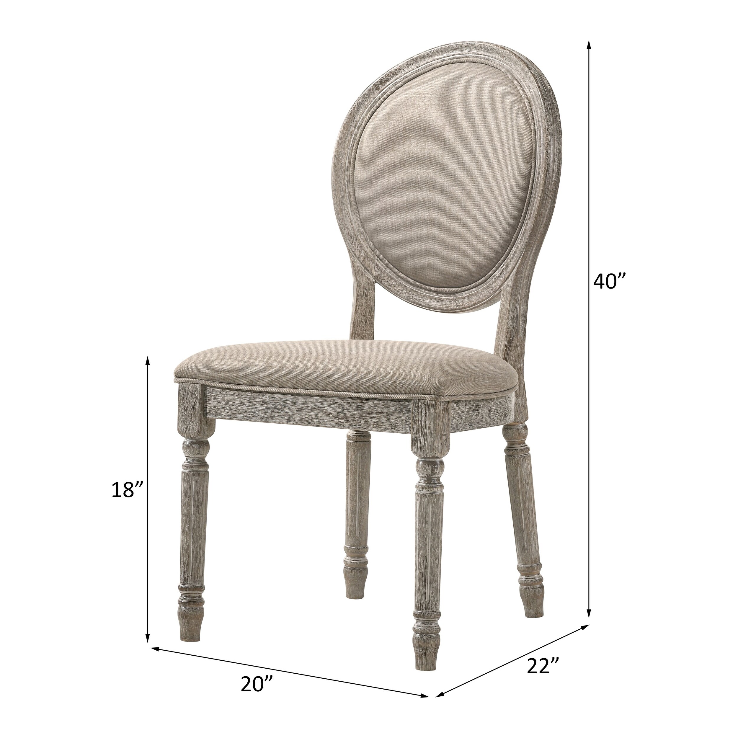 ACME Faustine Side Chair (Set-2), Tan Fabric & Salvaged Light Oak