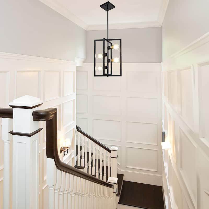 4- Light Dimmable Geometric Chandelier - Black
