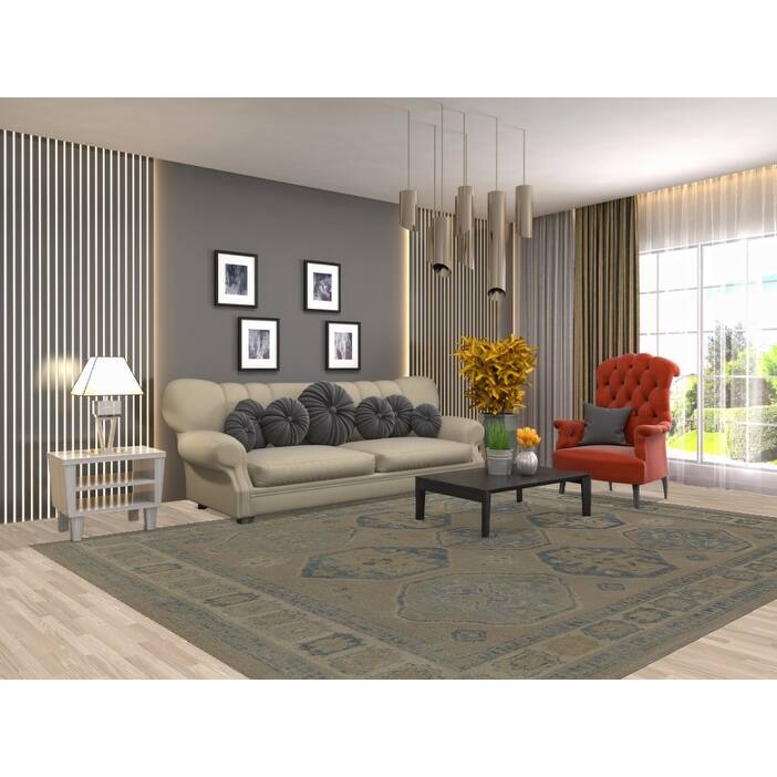 Hand Knotted Oriental 100% Wool Carpet Transitional All-Over Beige & Ivories Oushak Area Rug - 10' 6'' X 8' 2''