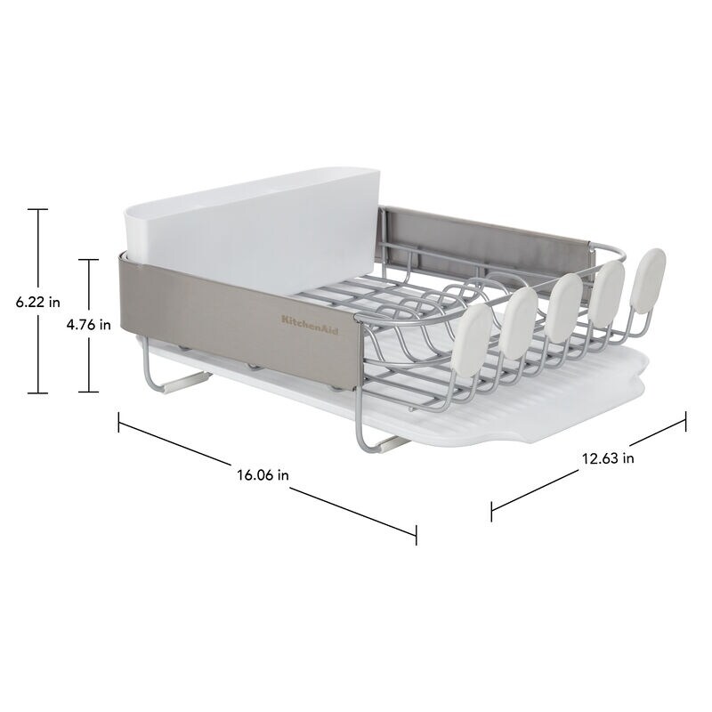 Kitchenaid Stainless Steel Wrap Compact Dish Rack in Satin Gray 