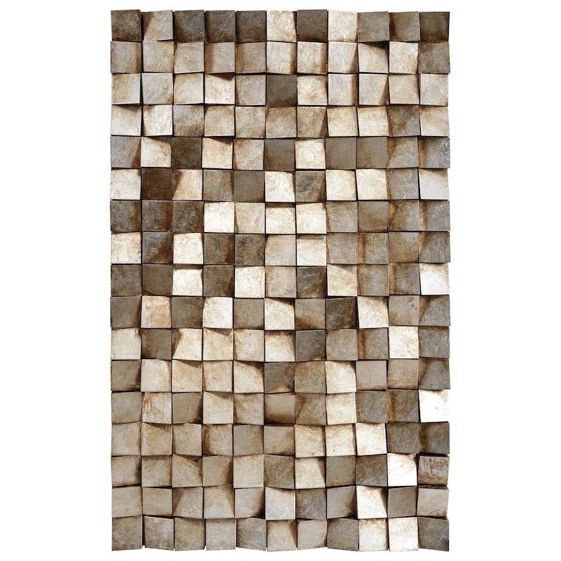 "Textured 1" Handed Painted Rugged Blocks with Gold Leaf Wall Art