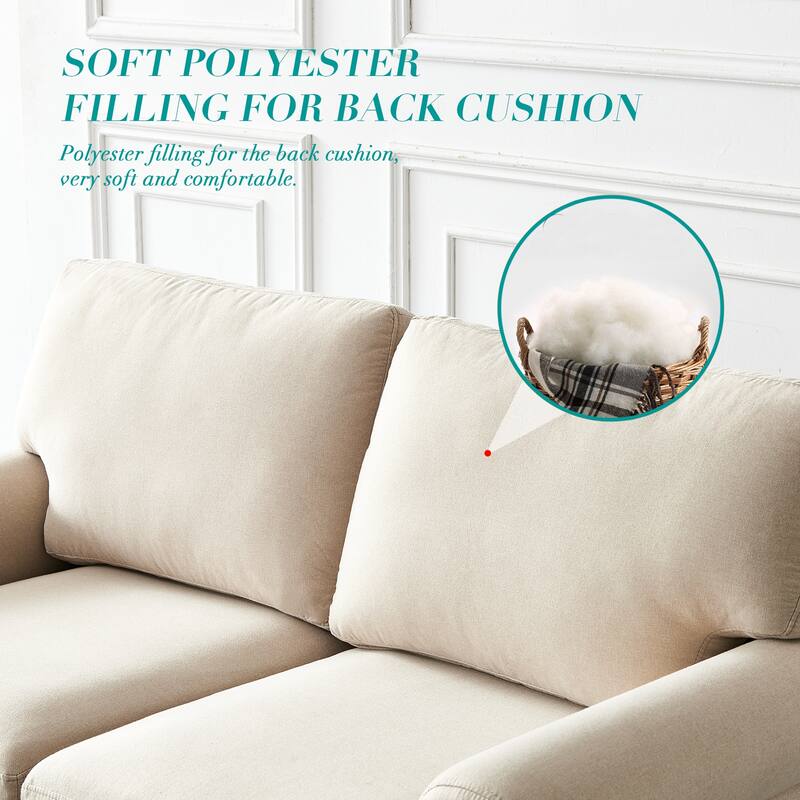 Beige Fabric Loveseat with Storage, 60x32x35 inches