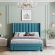 preview thumbnail 19 of 30, Full Size Storage Bed Velvet Upholstered Platform Bed with a Big Drawer Blue