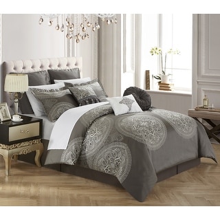 Chic Home 13-Piece Adana Grey  Bed in a Bag Comforter Set