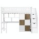 preview thumbnail 25 of 31, Wooden Twin Loft Bed with Built-in Desk, LED Lights, Storage Shelves, Cabinets & Staircase