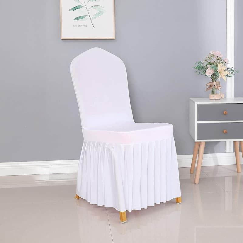 Ruffled Stretchable Dining Chair Slipcover Chair Cover Set of 50 - 18"x18"x39"