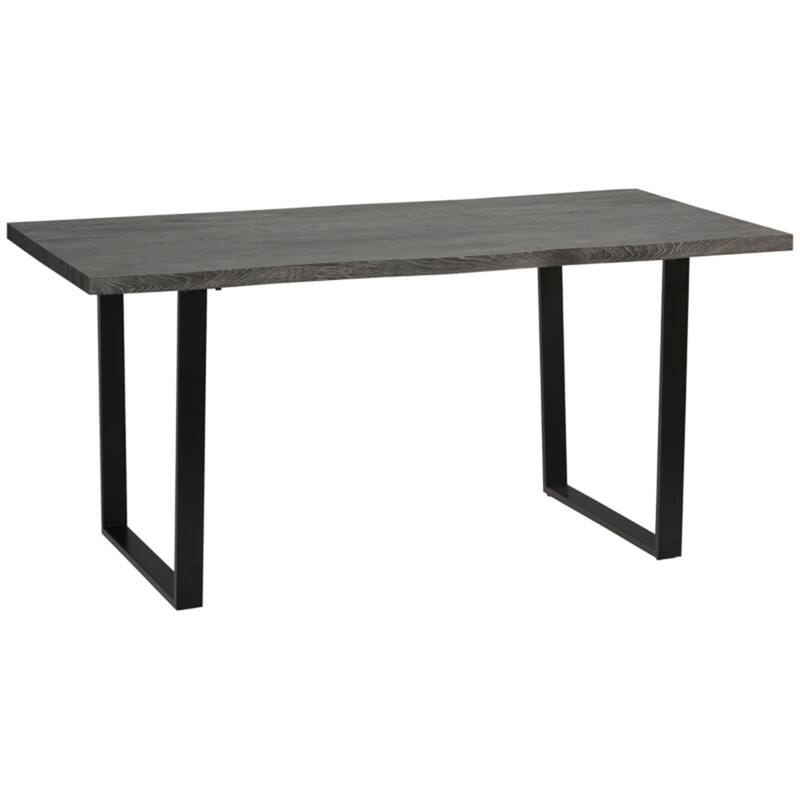 Storm Grey-Jet Black MDF Steel 6 Seater Dining Table with Wavy Edge - 63" L x 33.5" W x 29.5" H - Storm Grey-Jet Black