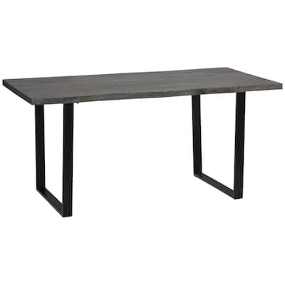 Storm Grey-Jet Black MDF Steel 6 Seater Dining Table with Wavy Edge - 63" L x 33.5" W x 29.5" H