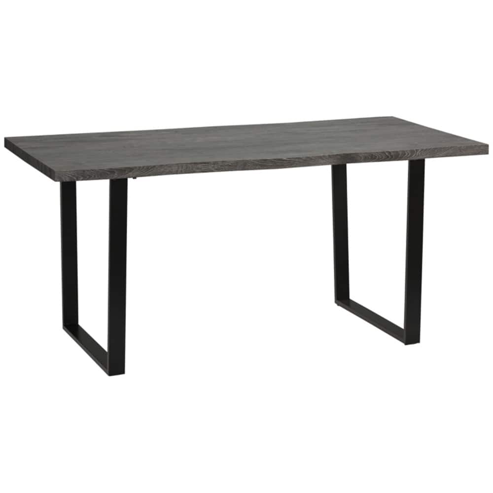 Storm Grey-Jet Black MDF Steel 6 Seater Dining Table with Wavy Edge - 63" L x 33.5" W x 29.5" H
