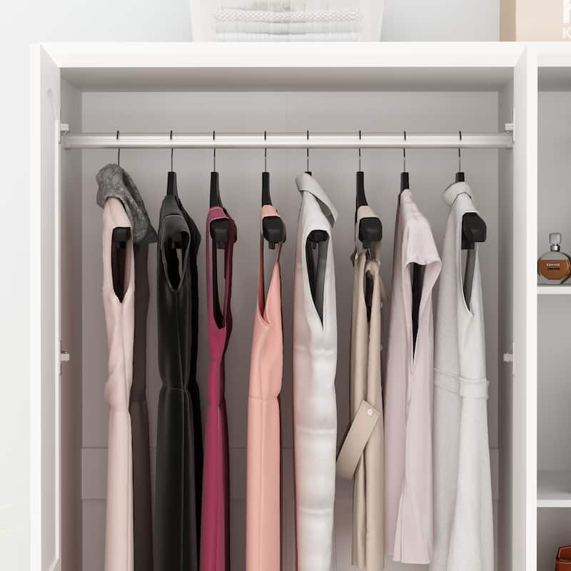 78.7"H Combo Twin Wardrobe Set Elegance Meets Utility Armoires Closet