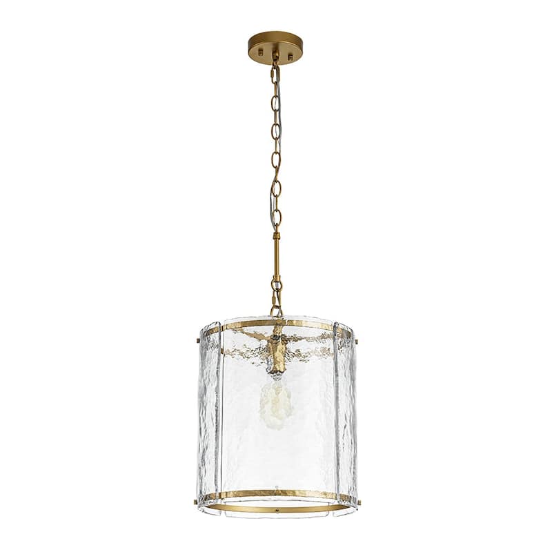 12.6''W Modern 1-Light Water Rippled Glass Pendant - 14.6in