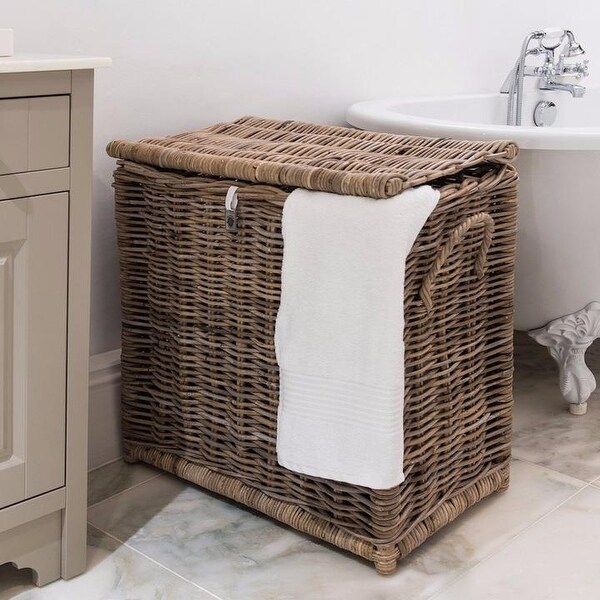Key Largo Kubu Rattan Laundry Separating Basket Hamper. Opens flyout.