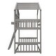 preview thumbnail 7 of 8, Twin over Twin House Bunk Bed with Roof, Window Box and Door, Grey