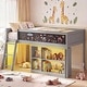 preview thumbnail 7 of 18, Gymax Kids Loft Bed w/LED Lights Chalkboard & Removable Bookcase