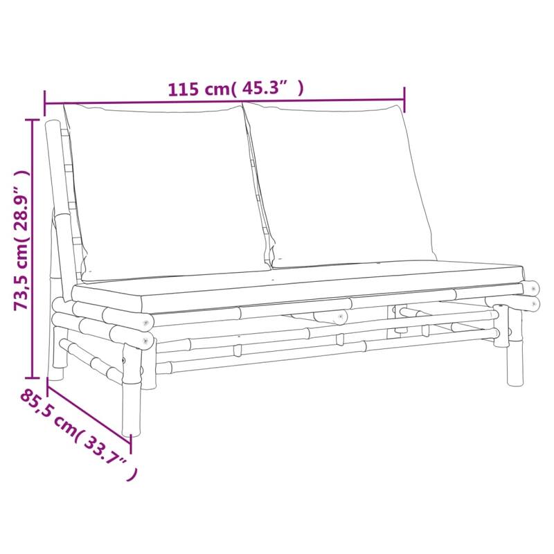 vidaXL 3/4/5 Piece Patio Lounge Set with Dark Gray Cushions Bamboo - 39.4" x 21.7" x 13"