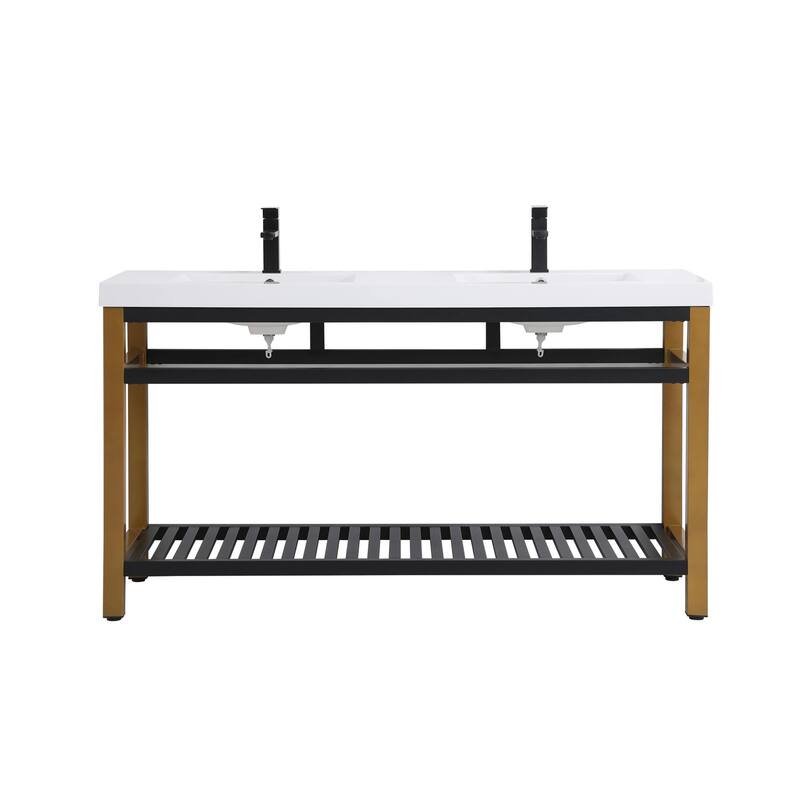 Elegant Lighting VF14060D Raya 60" Specialty Cast Iron Console - Golden Black
