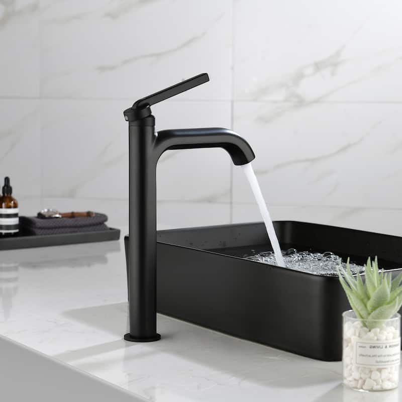 9-12" H Solid Brass Single Handle Bathroom Sink Faucet
