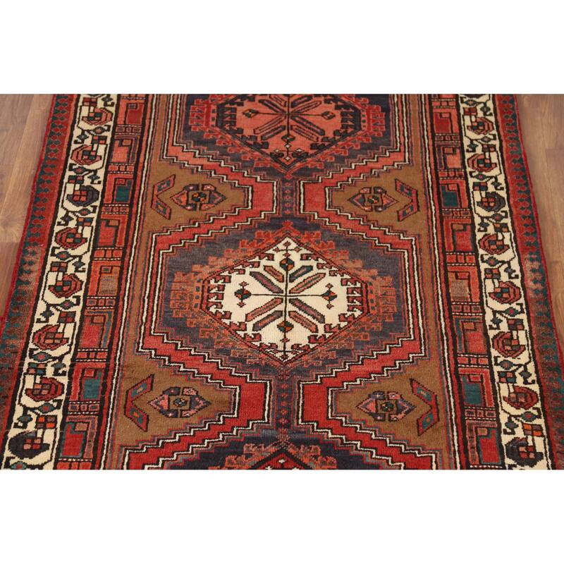 Hand Knotted Oriental 100% Wool Carpet Traditional Geometric Brown Ardebil Area Rug - 6' 9'' X 3' 9''