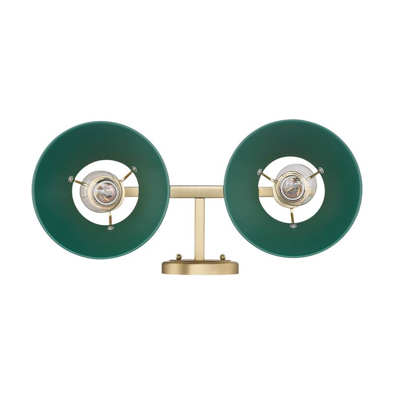 Yep by Golden Lighting Orwell 2-light Vanity in Brushed Champagne Brass and Pine Green shade
