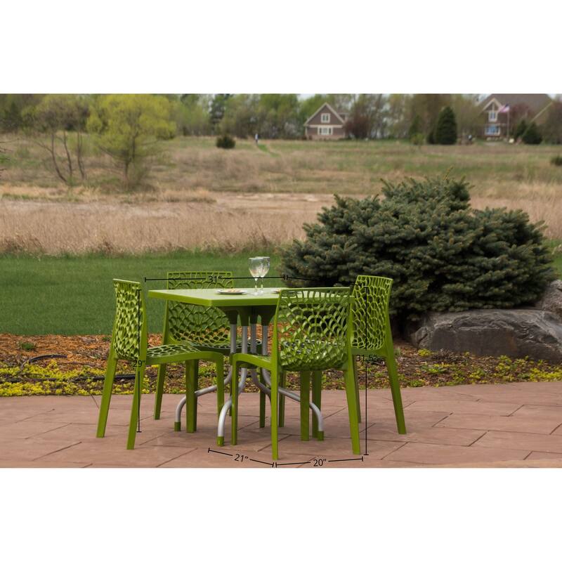 Lyra Square Table and Karissa Patio Chairs 5-Piece Outdoor Lounge Set