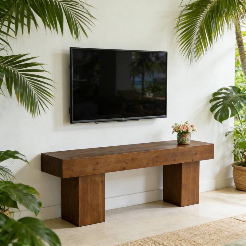 Solid Wood TV Stand for 55/60/65/75 Inch TVs, Entertainment Center Media Console Table for Living Room Bedroom